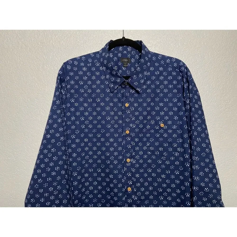 J. Crew Long Sleeve Button-Up Shirt Men's XL Cotton Blue